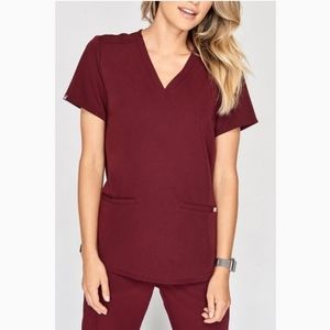 Figs Burgundy Casma Scrub Top